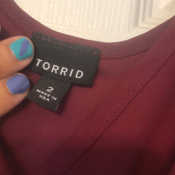 Torrid Off the Shoulder Sheer Hi-Low Blouse - Picture 4 of 6